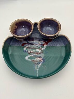 Handcrafted Larabee Pottery Double Chip and Dip